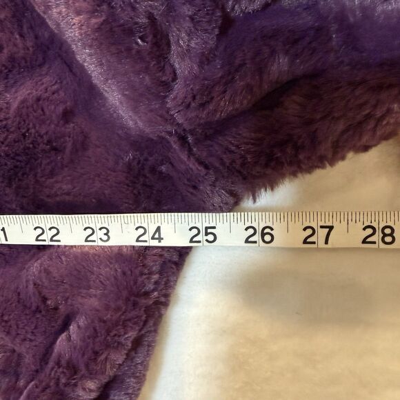 Express Jacket Faux Fur Hooded Womens S Dark Purple Cropped Cozy Coat - Picture 6 of 8